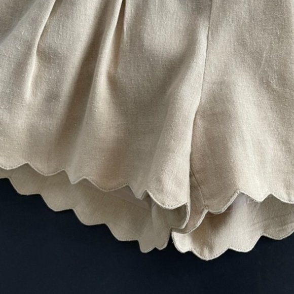 LINEN LOOK PLEATED SHORTS Scalloped Hem, 4 Pockets SUPER CUTE - Picture 9 of 16